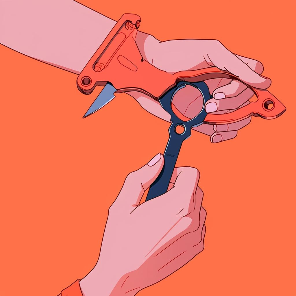 Hand using a wrench to loosen a blade clamp