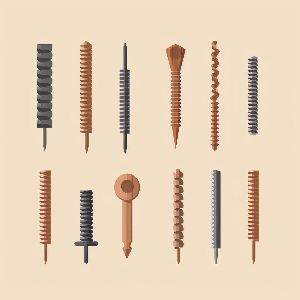Various sizes of wood screws