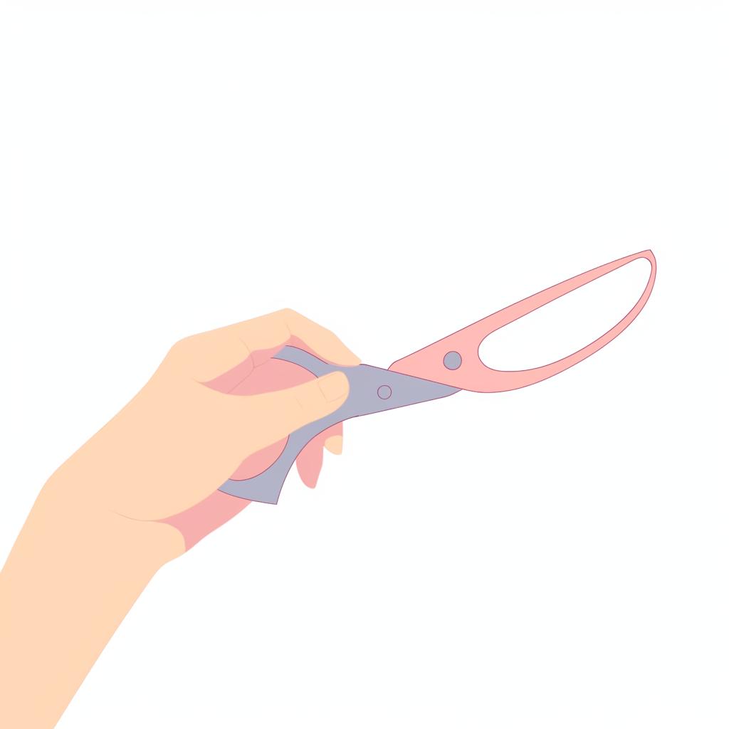Hand holding thinning shears at a 45-degree angle to the hair