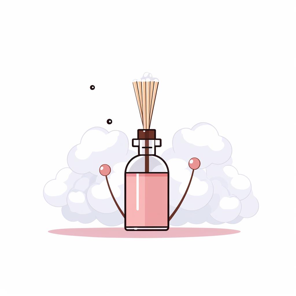 A cotton swab cleaning a perfume bottle nozzle