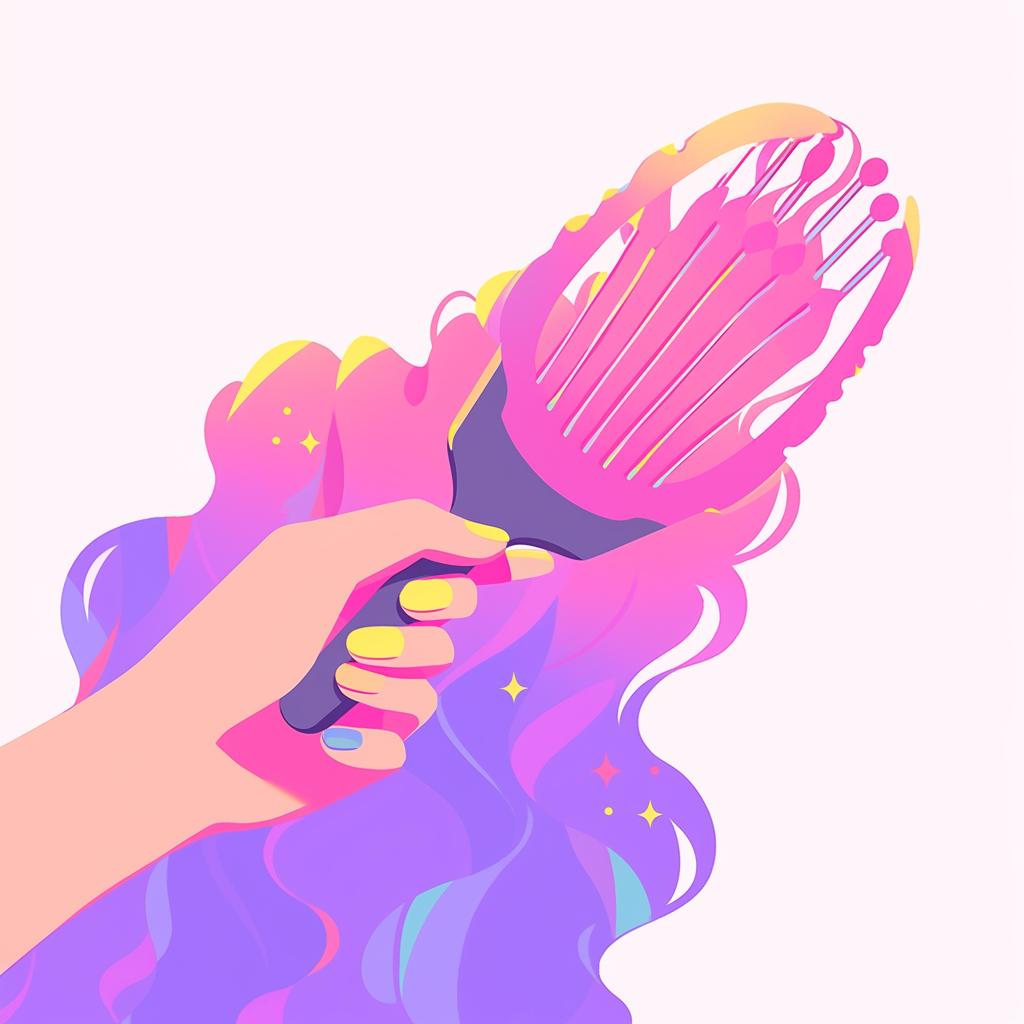 Hand holding a wide-toothed comb, combing through curly hair