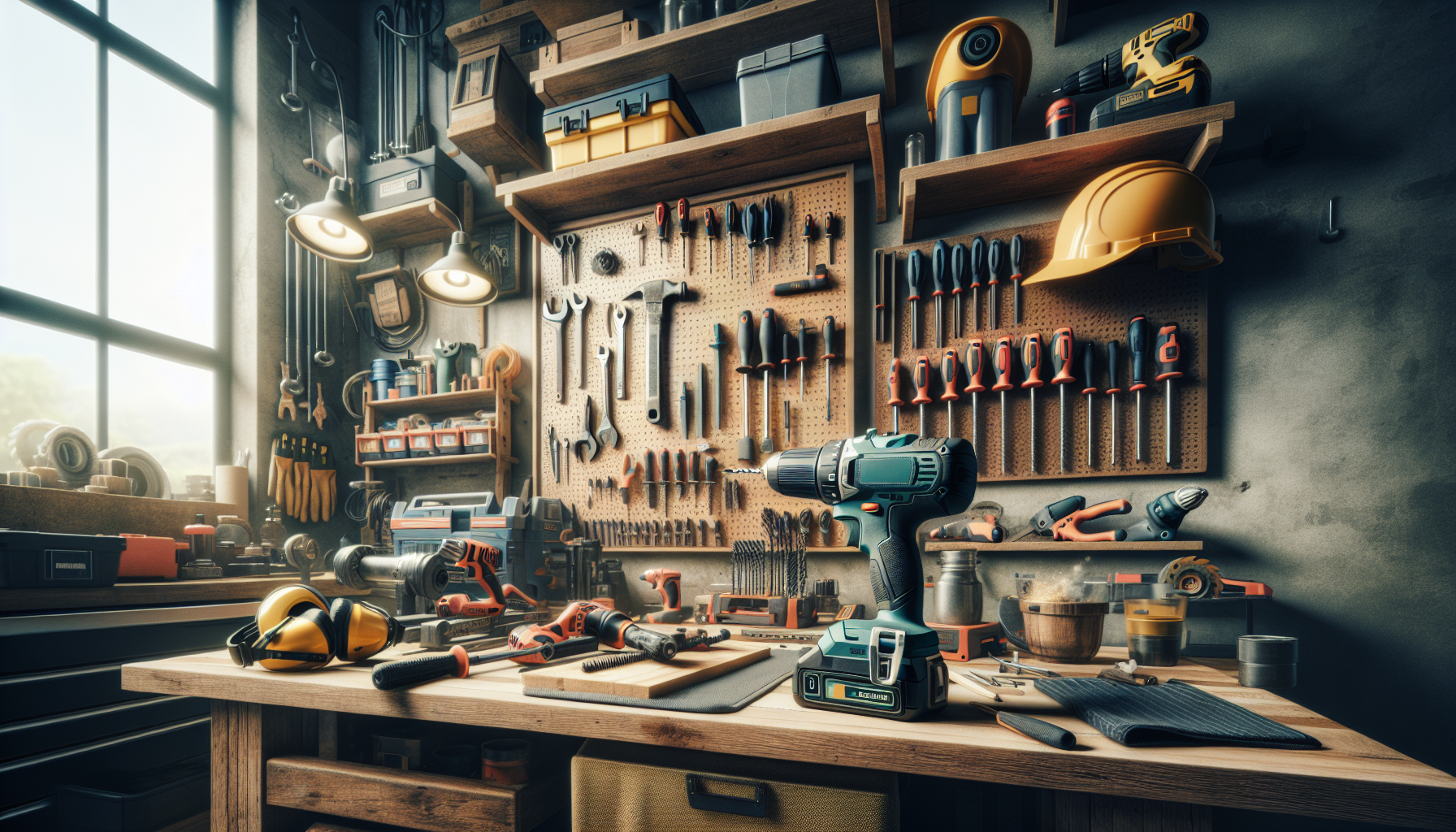 alt_text: An organized workshop showcasing power tools, safety gear, and practices for safe tool use.