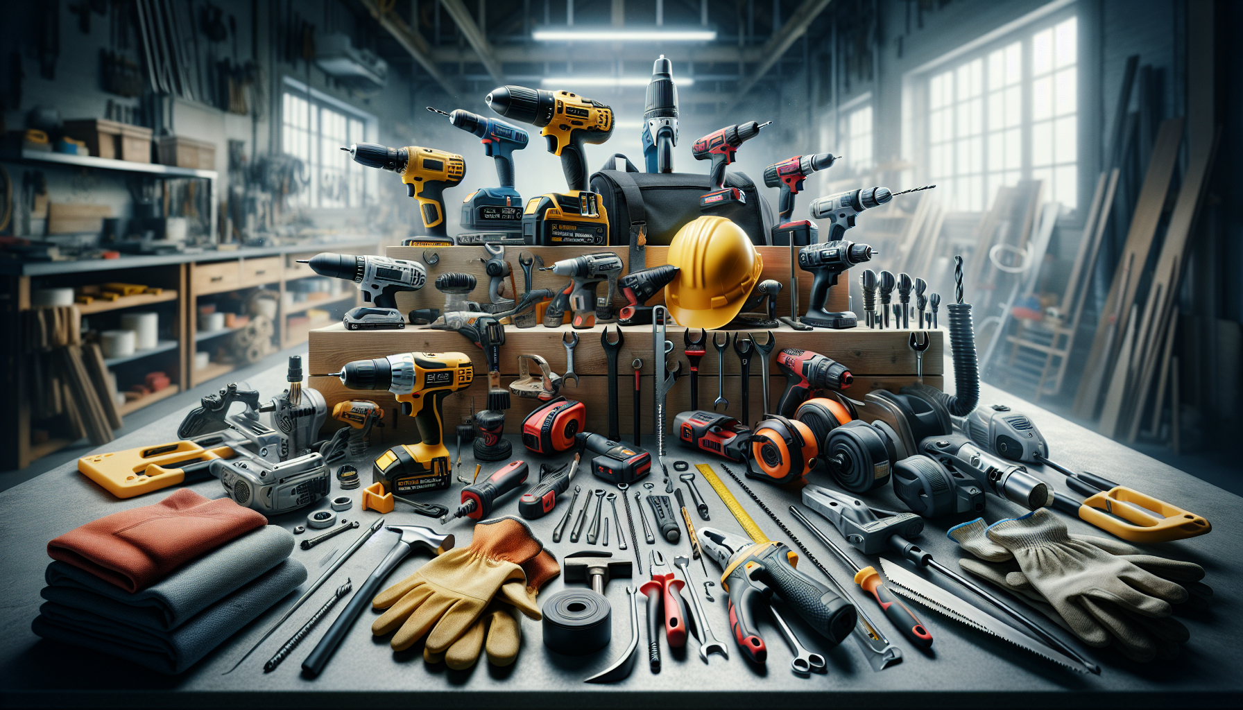 alt_text: "Cover image depicting power tools and safety gear, emphasizing productivity and safety in a workspace."